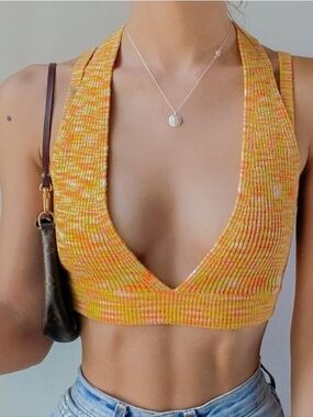 Urban Outfitters Marled Orange and Yellow Knit Halter